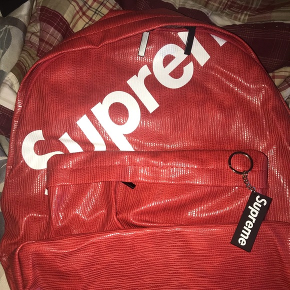 fake supreme backpack red